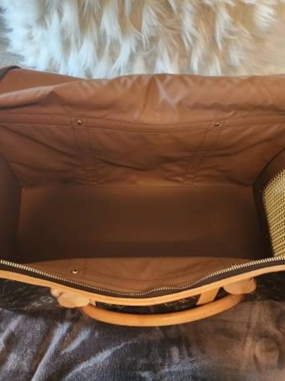 Louis Vuitton Brown Monogram Pet Carrier with Tan Trim